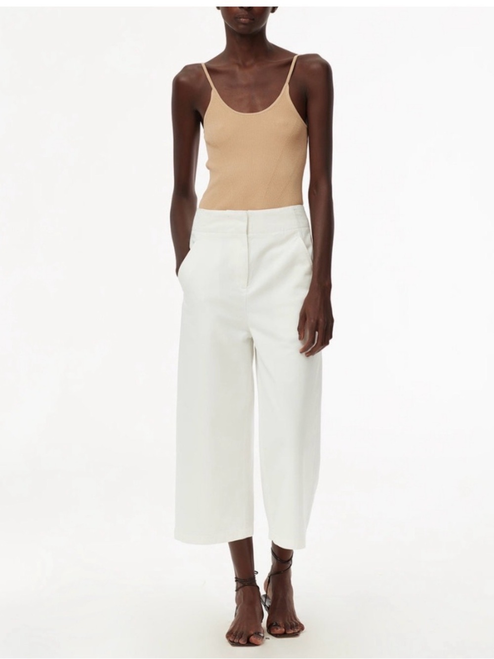 White Tibi Garment Dyed Twill Cropped Jeans Size 4